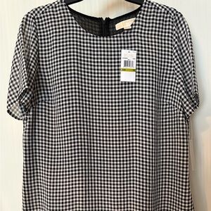 Michael Kors Black and White Checkered Blouse
